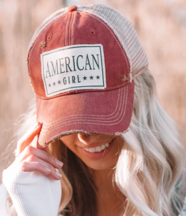 American Girl Distressed Trucker Hat Baseball Cap