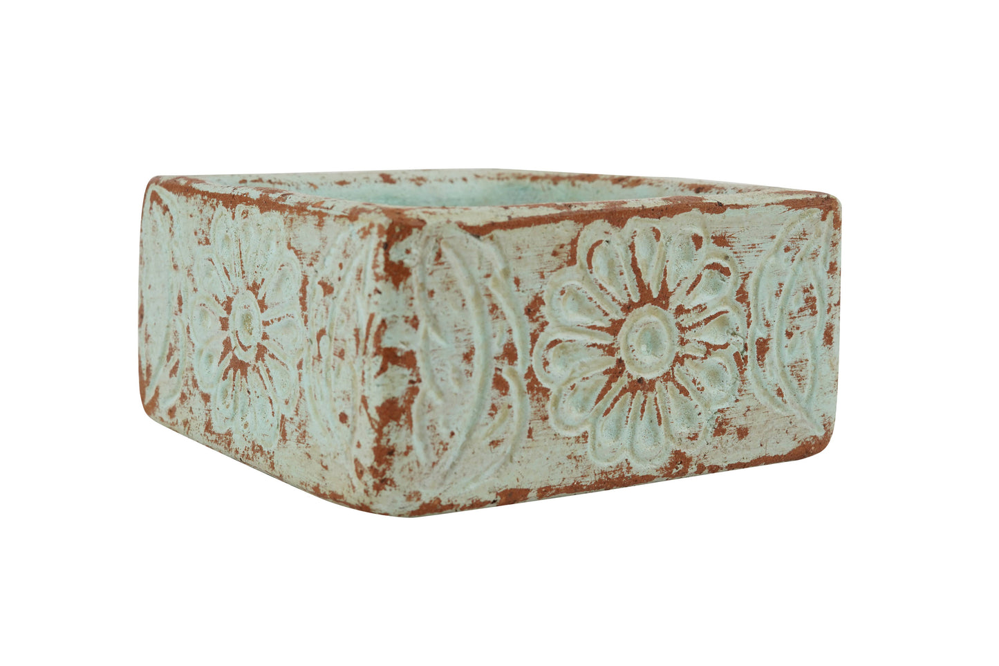 Bohemian™ Flower Candle-Clay Vessel-Vintage Turquoise