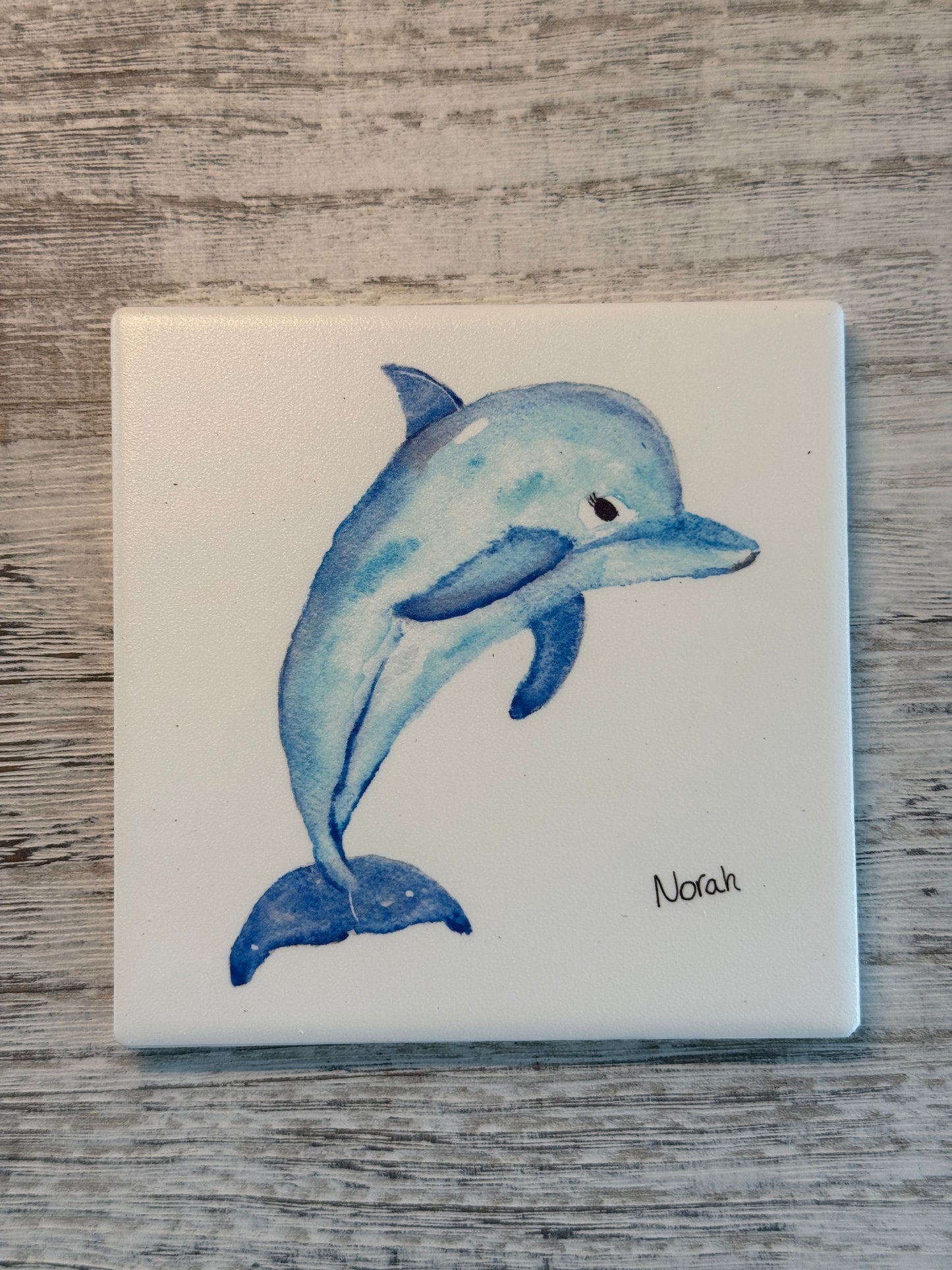 Dolphin Square Ceramic Coaster by Norah Marie