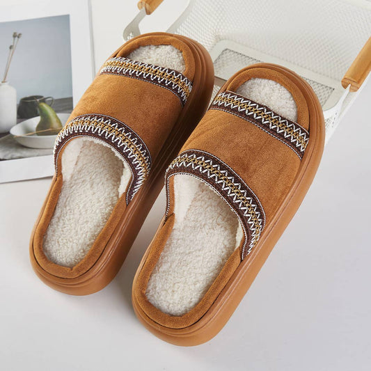 Camel Cozy Fleece-Lined Indoor Slippers