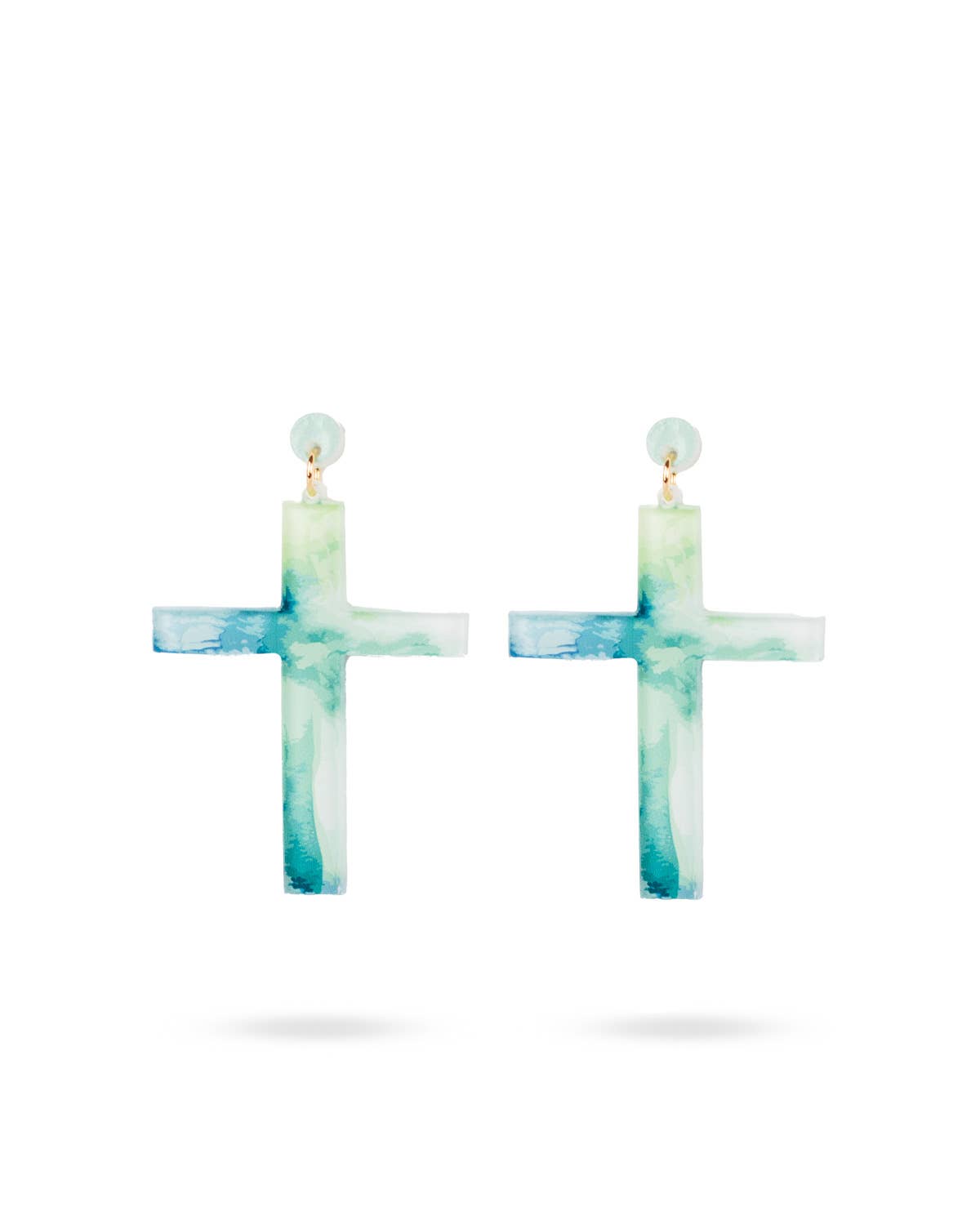 Jade Cross Earrings Blue/Multi 2"