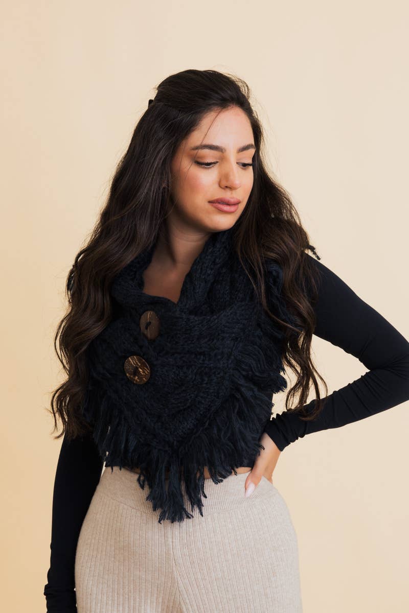 Heathered Shoulder Warmer With Coco Buttons (More Colors)