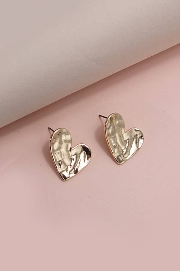 Hammered Heart Stud Earring