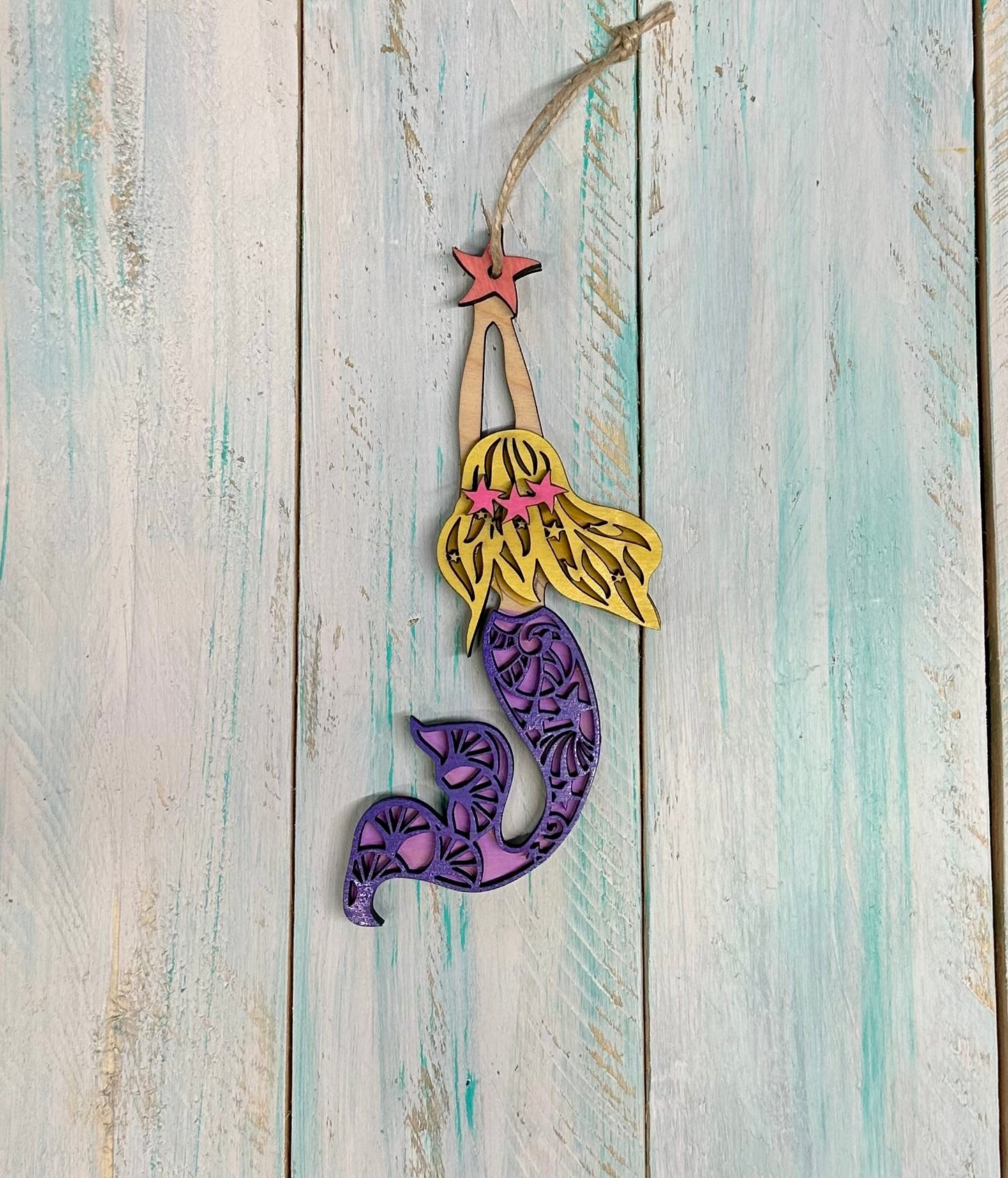 Layered Wood Mermaid Ornament