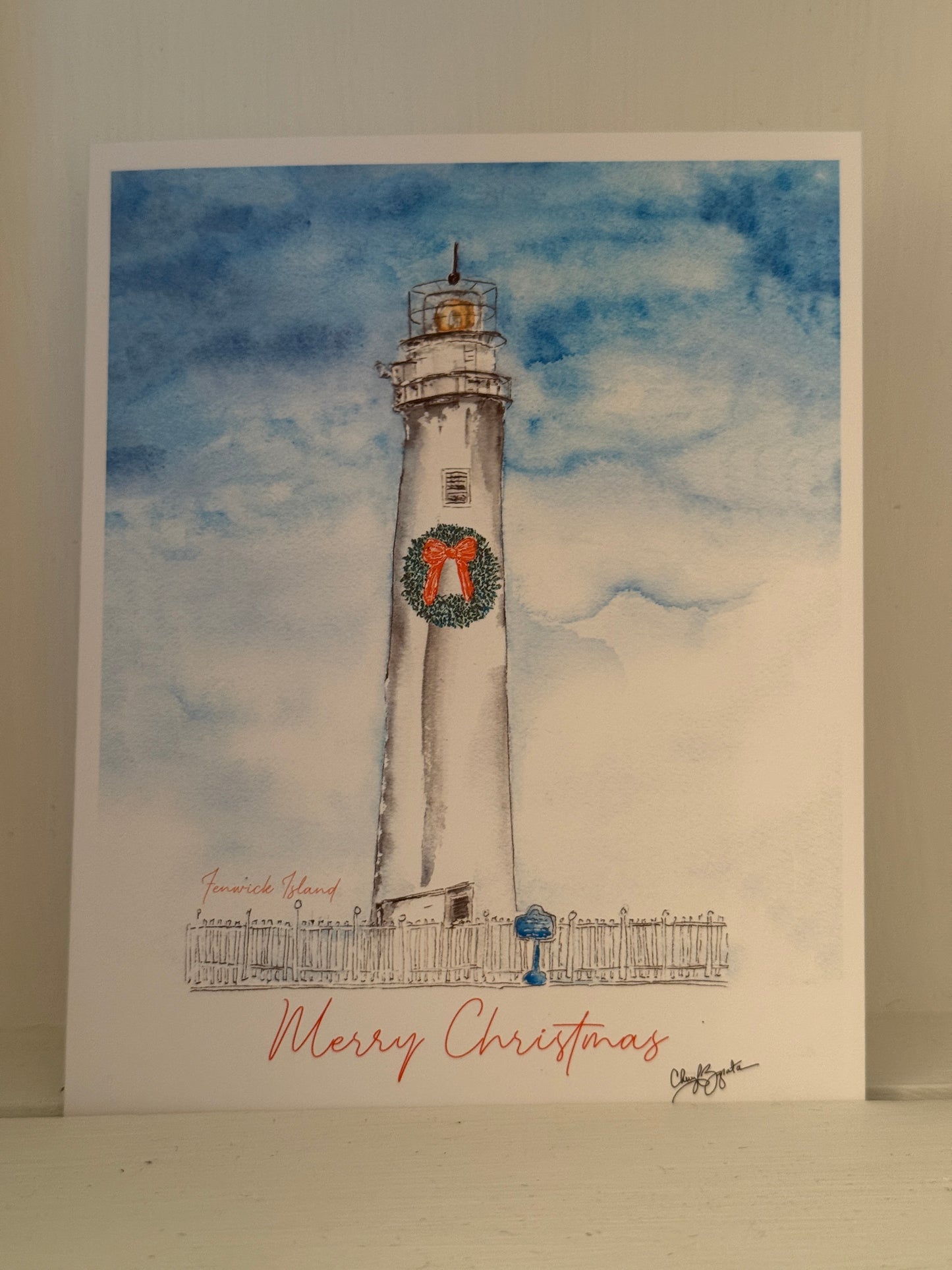 Fenwick Island Wreath Lighthouse Card