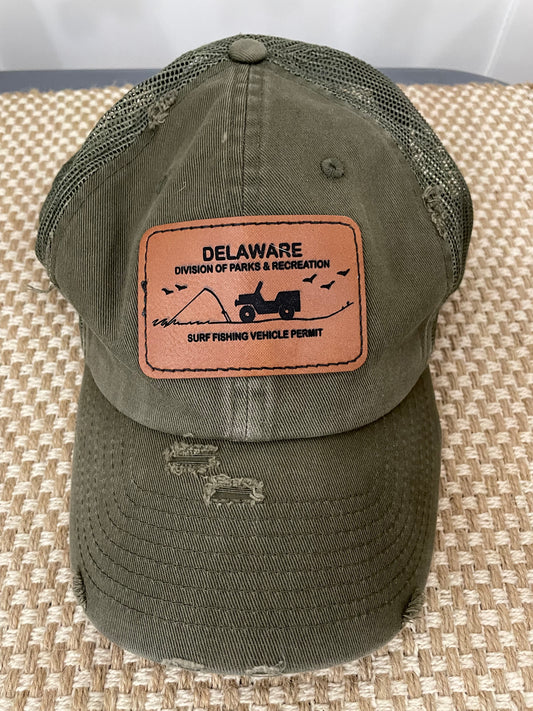 Army Green Surf Tag Mesh Back  Hat