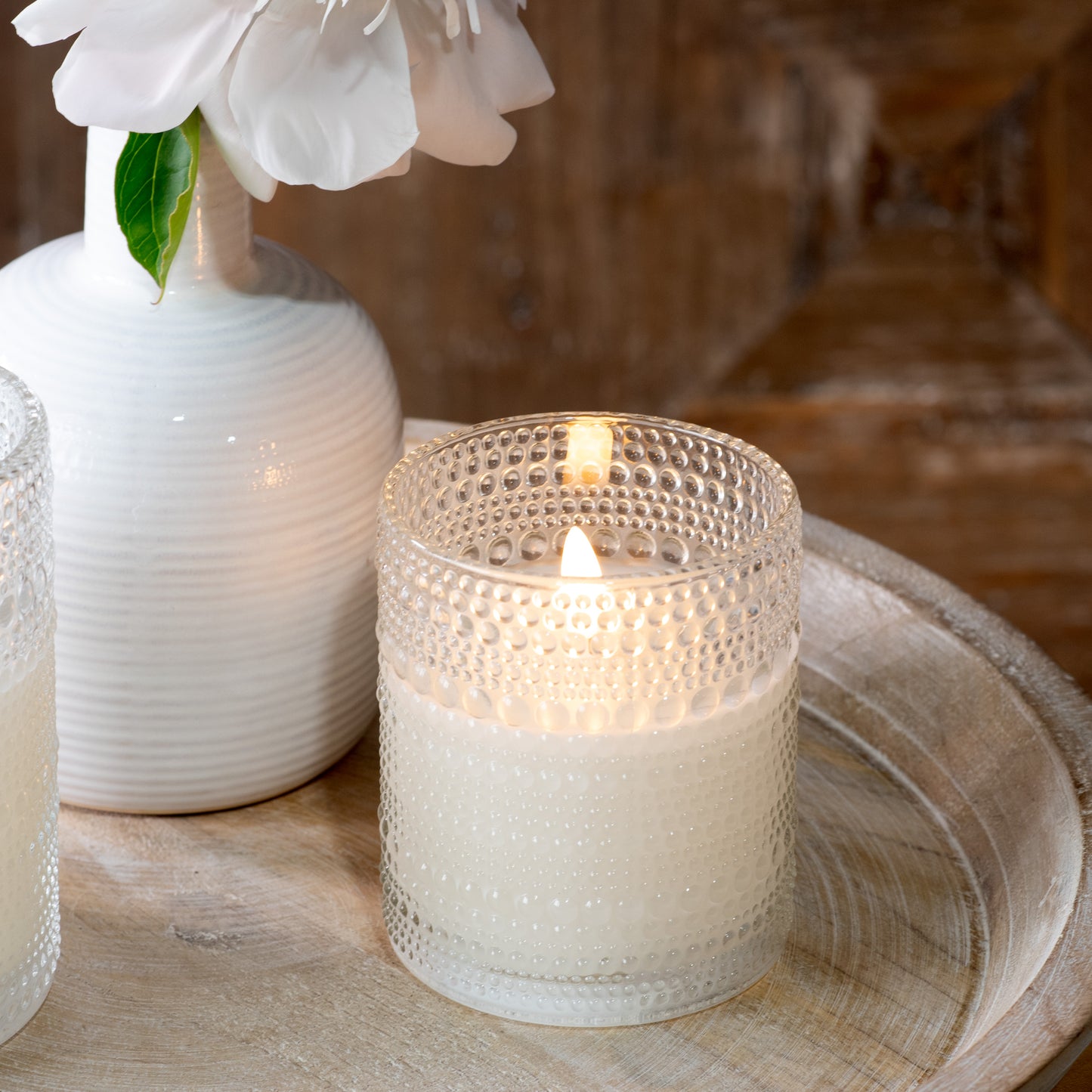 4" LED Beaded Glass Jar Candle