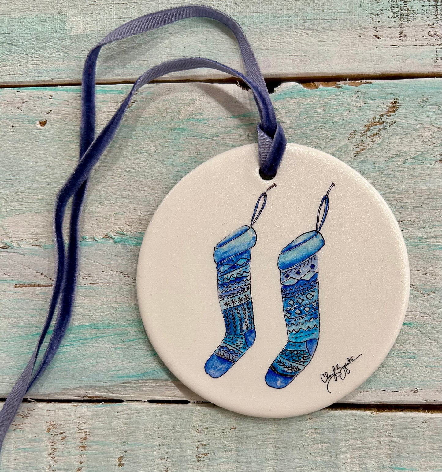 Stockings Ornament by Cheryl Zapata