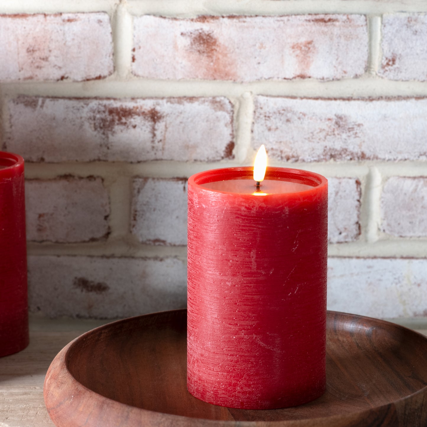 6" RED WIDE LED PILLAR CANDLE w/Timer