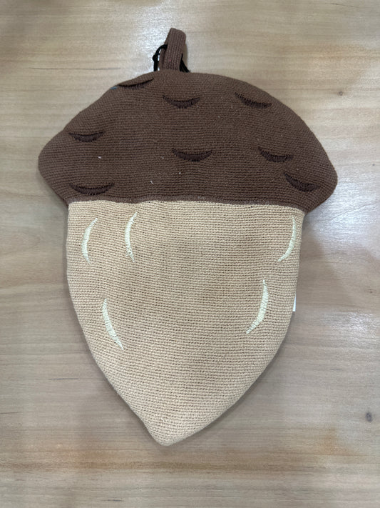Woven Cotton Acorn Shaped Pot Holder with Embroidery, Brown & Beige