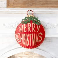 13" Red/Gold Christmas Sign