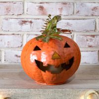 8.5"W Orange Metal Jack-O-Lantern