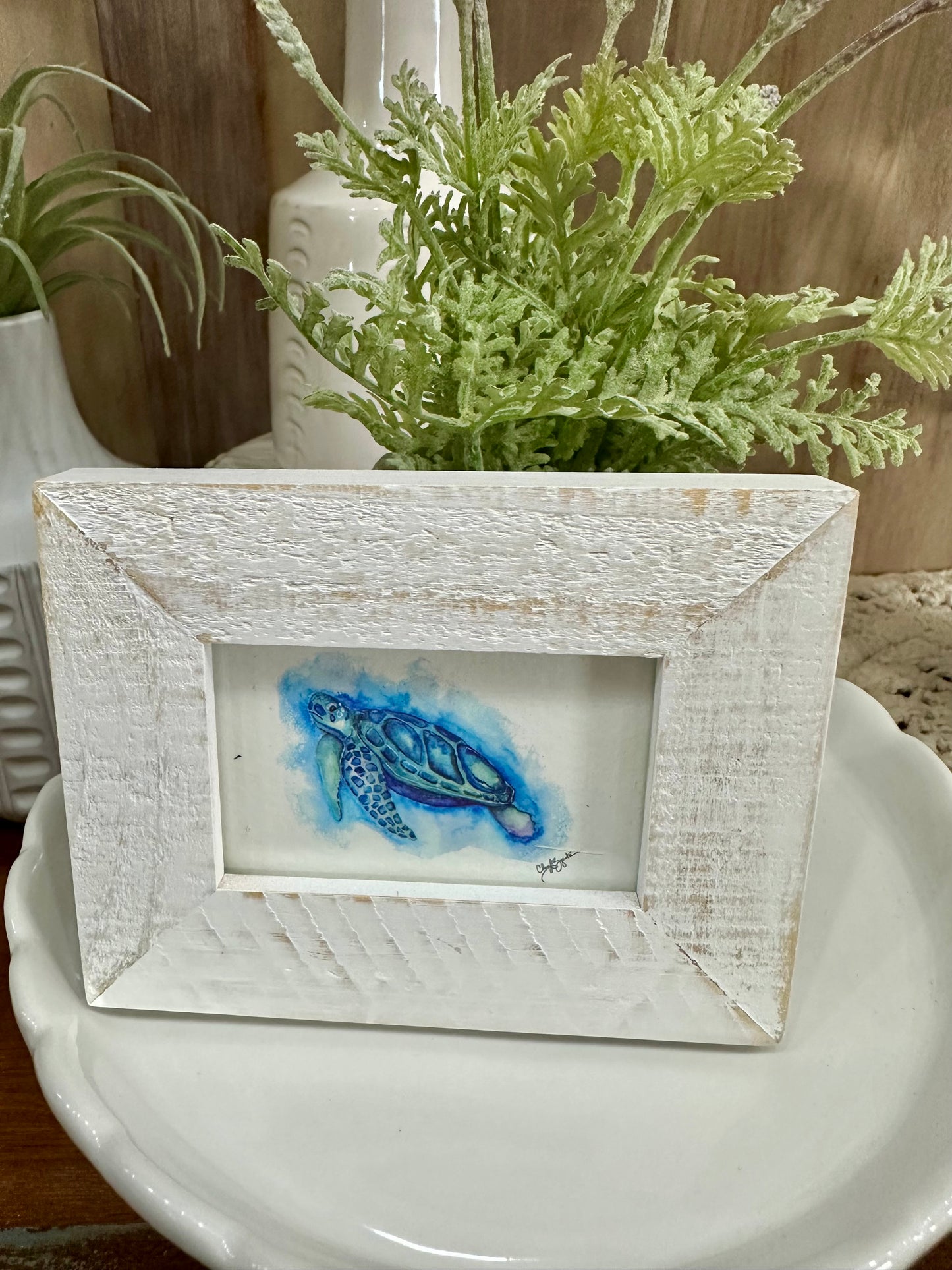 B/G Turtle Mini Art by Cheryl Zapata