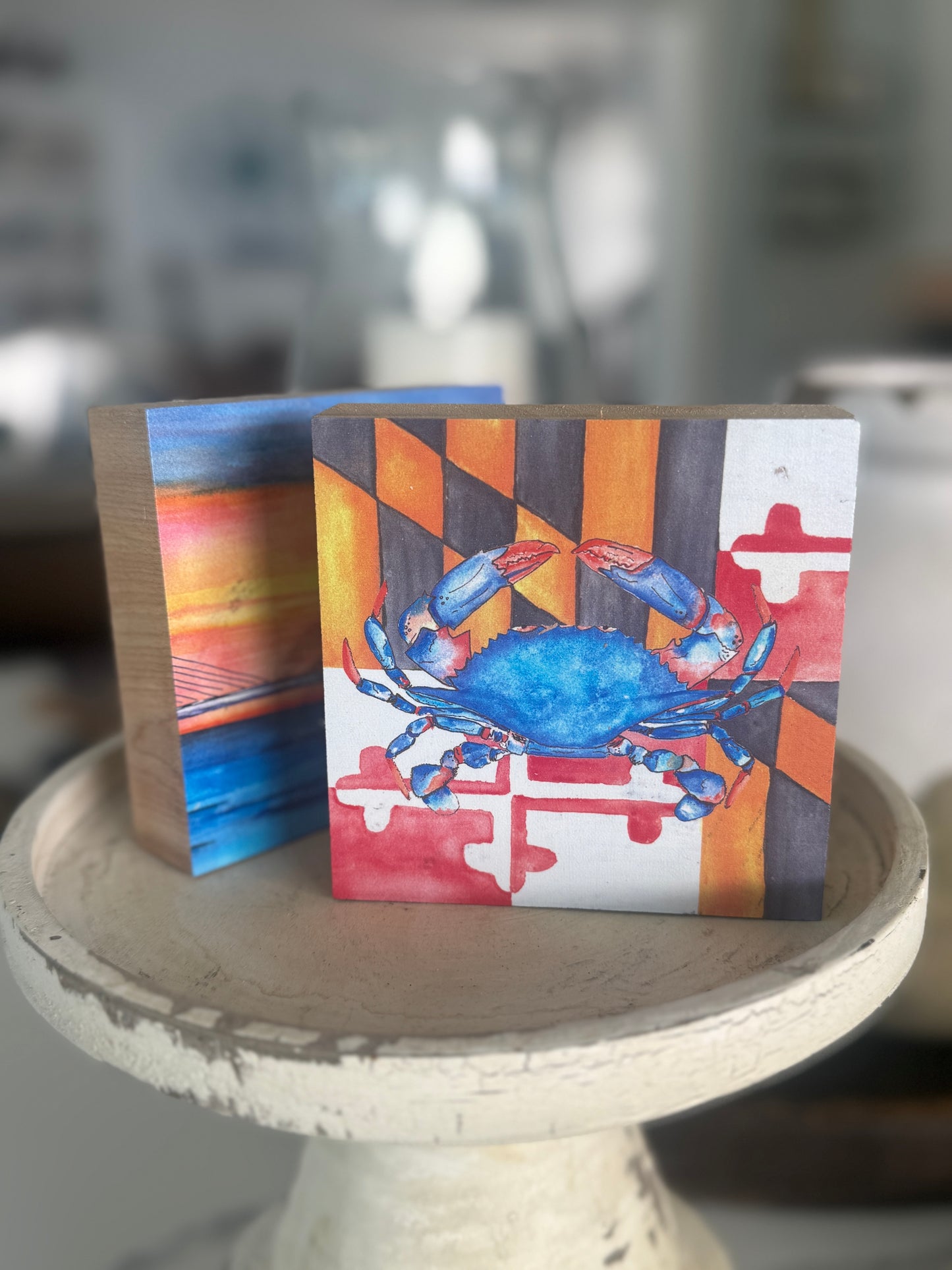 MD Crab Flag 4x4 Wood Block