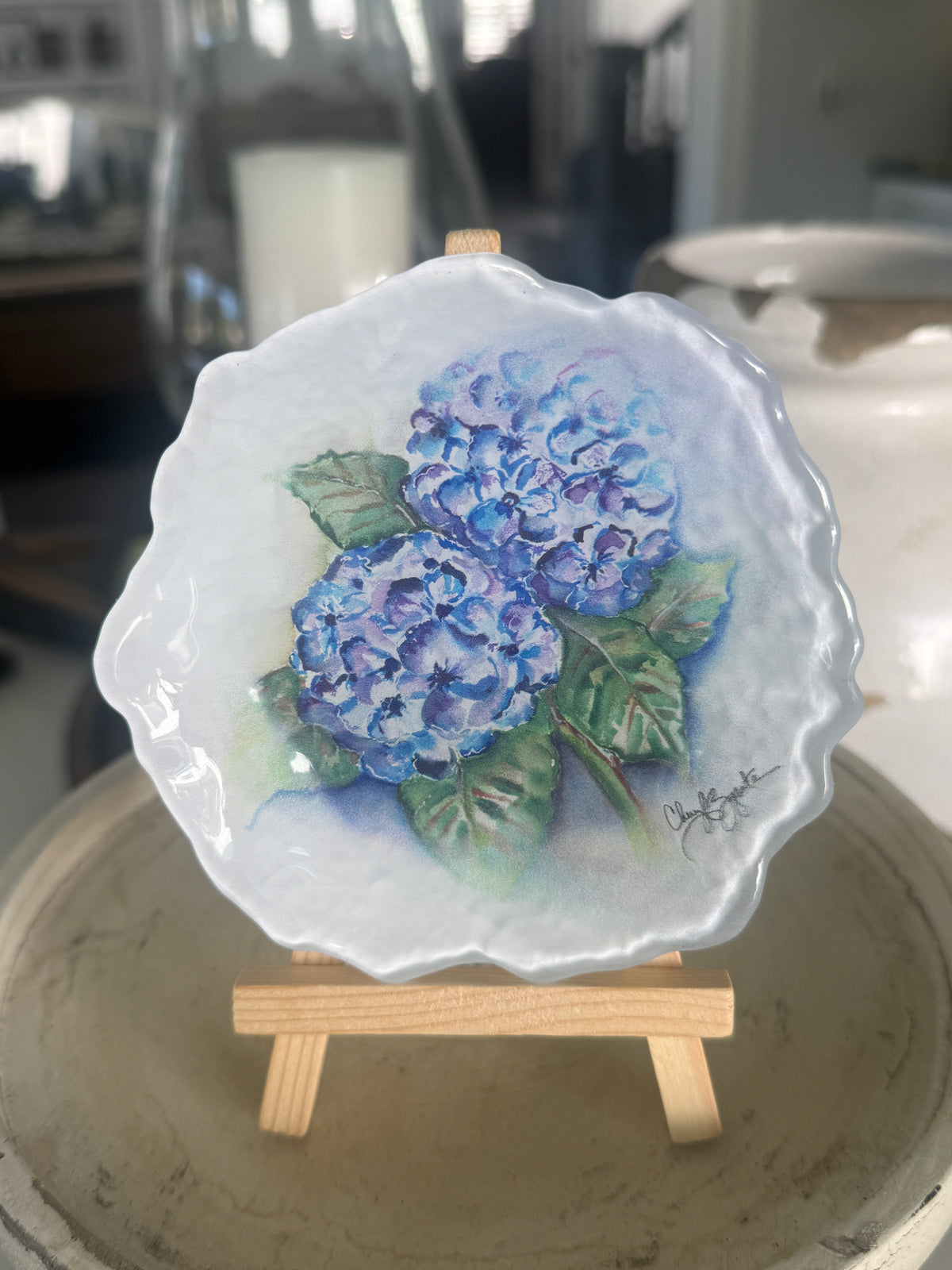 Blue Hydrangea 5" Trinket Dish from C.Zapata Art
