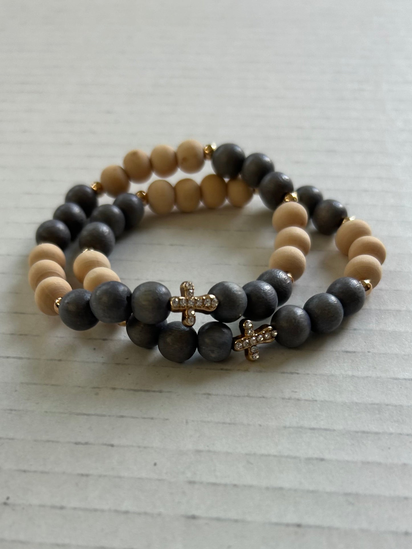 Mini Pave Cross Beaded Bracelet