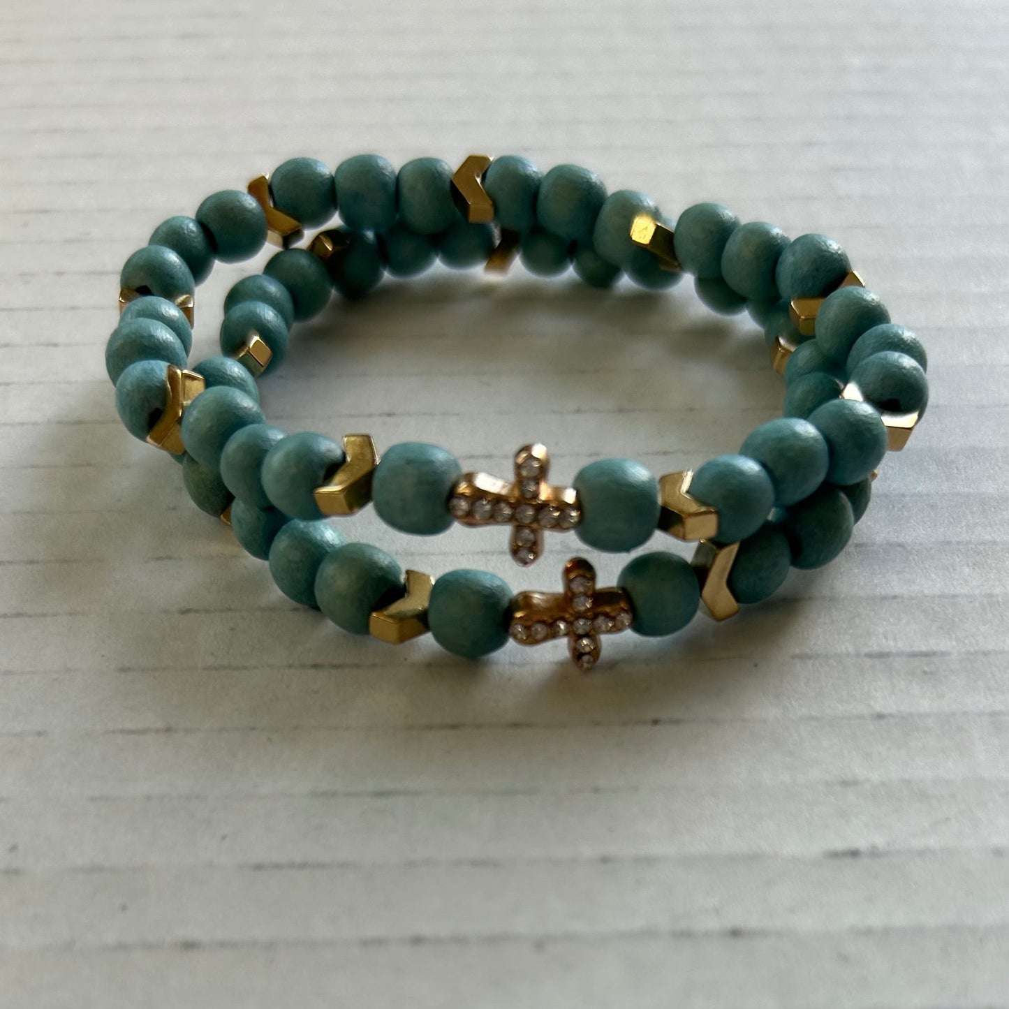 Mini Pave Cross Beaded Bracelet