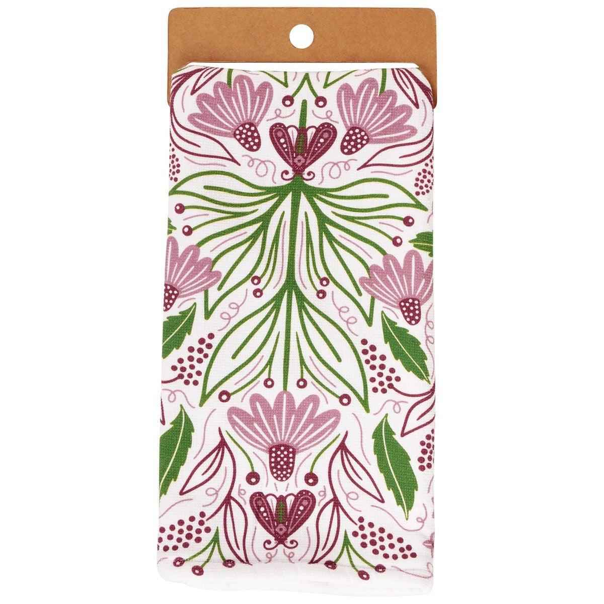 Purple Floral Folk Art Kitchen Towel