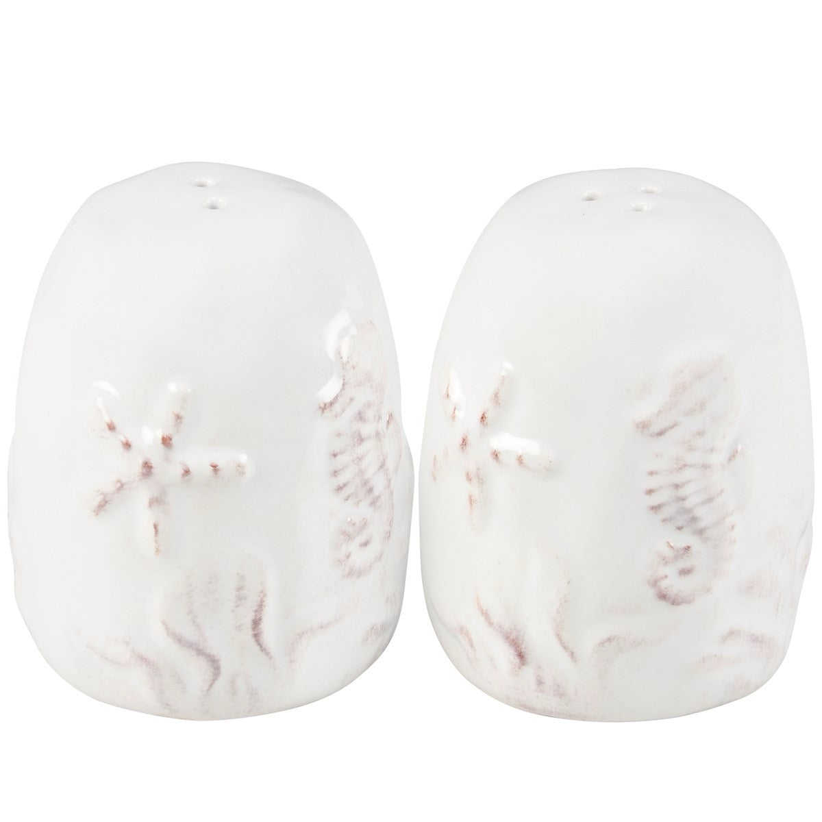 Set Embossed Beach Salt And Pepper Shakers
