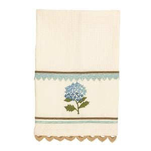 Blue Floral Embroidered Waffle Towel