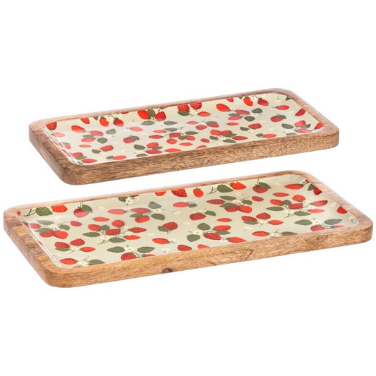 Rectangle Strawberry Pattern Serving Tray