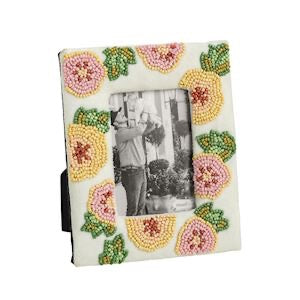 White Floral Bead Frame