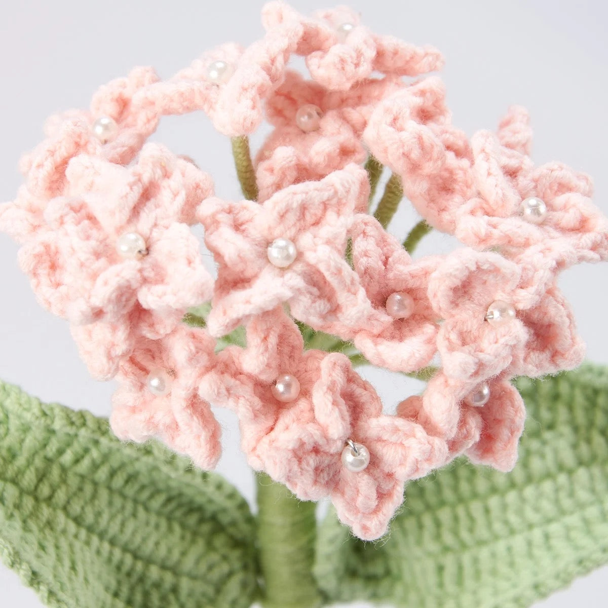 Pink Hydrangea Crochet Flower w/Pearl Accents