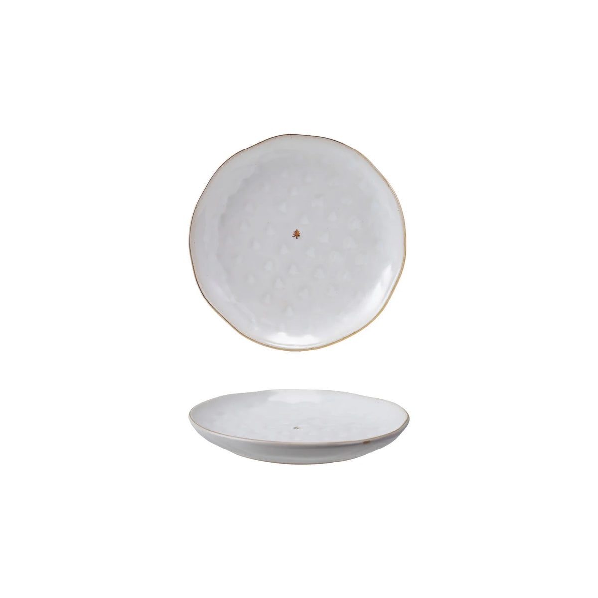 Debossed Stoneware Plate & Gold Electroplating (Each Will Vary)