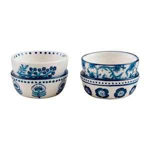 Set of 2 Blue & White Print Tidbit Bowls
