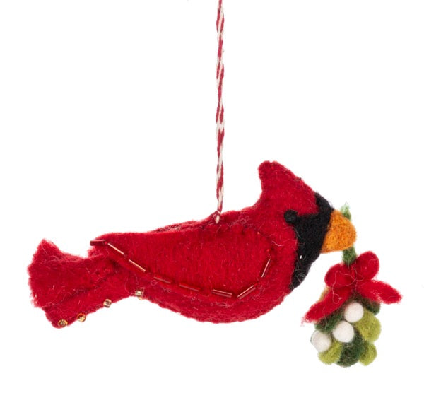 Embroidered Cardinal Ornament