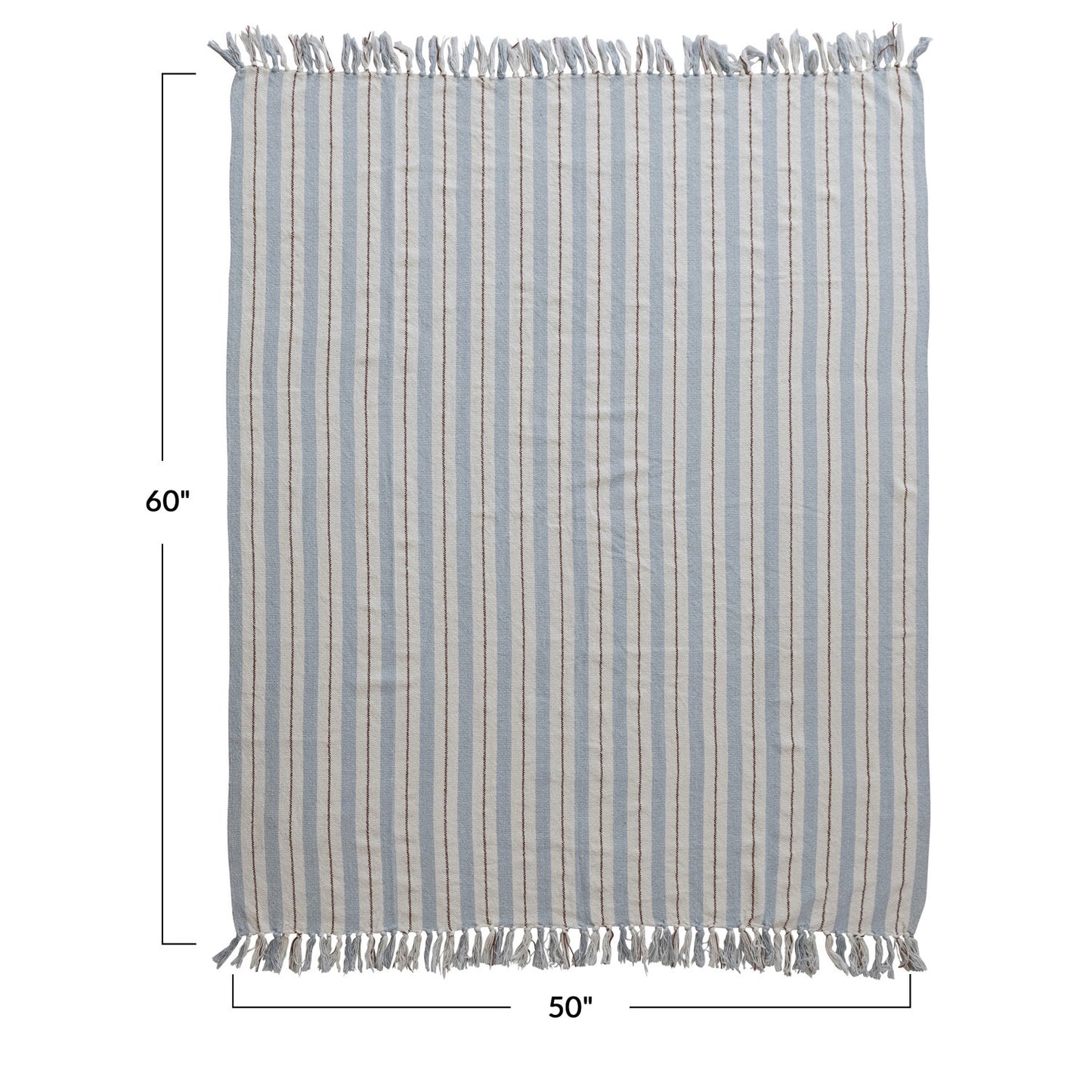 Woven Recycled Cotton Blend Striped Throw w/ Fringe