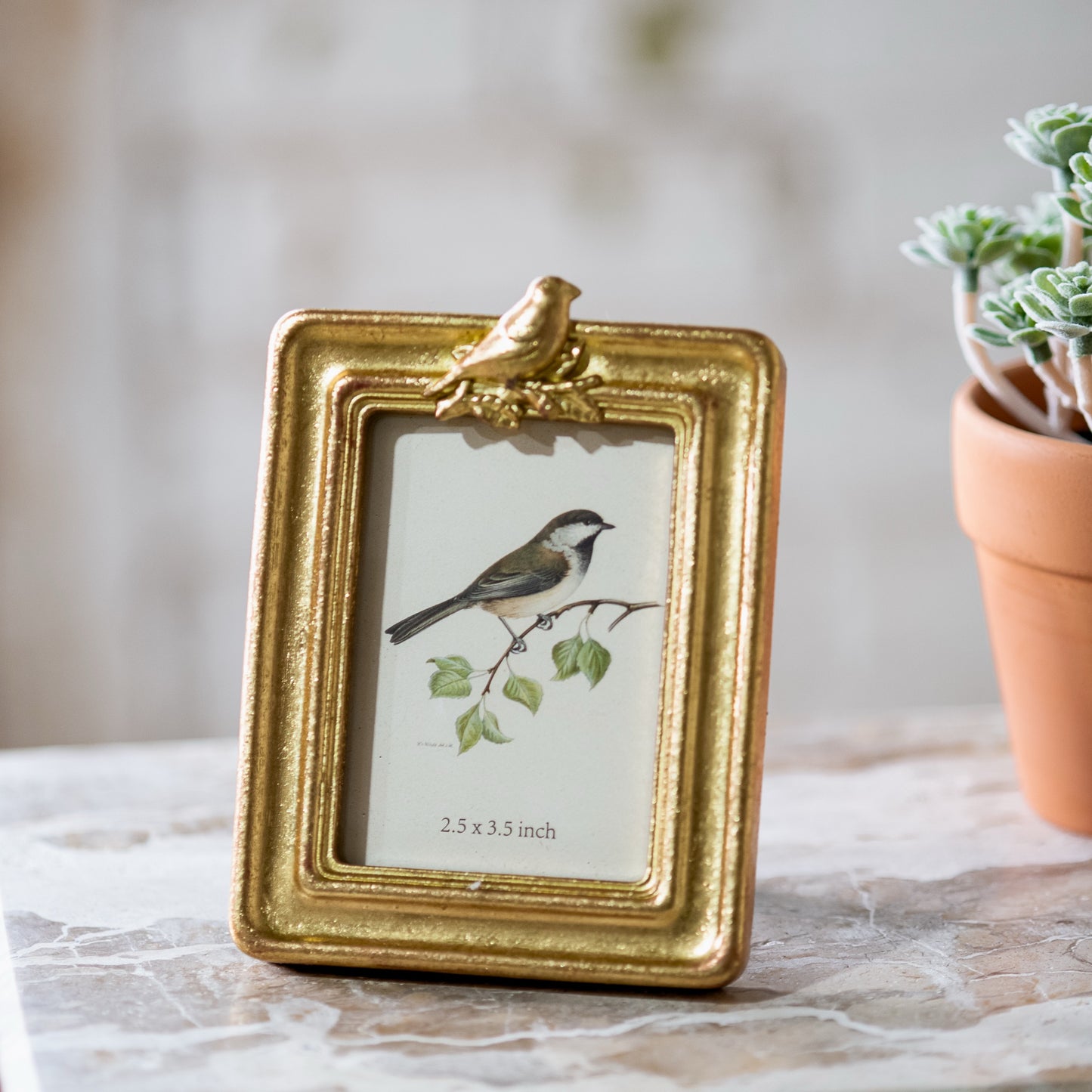 2.5" x 3.5" Rectangular Photo Frame w/Bird