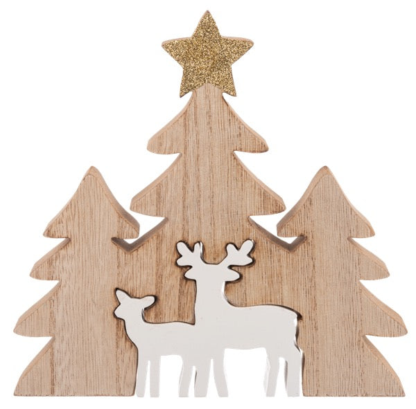 Christmas Tree with Reindeer Cutout Decor