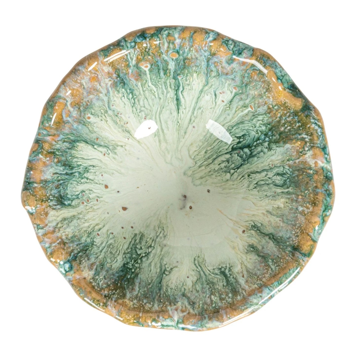 Small Stoneware Footed Bowl, Reactive Glaze