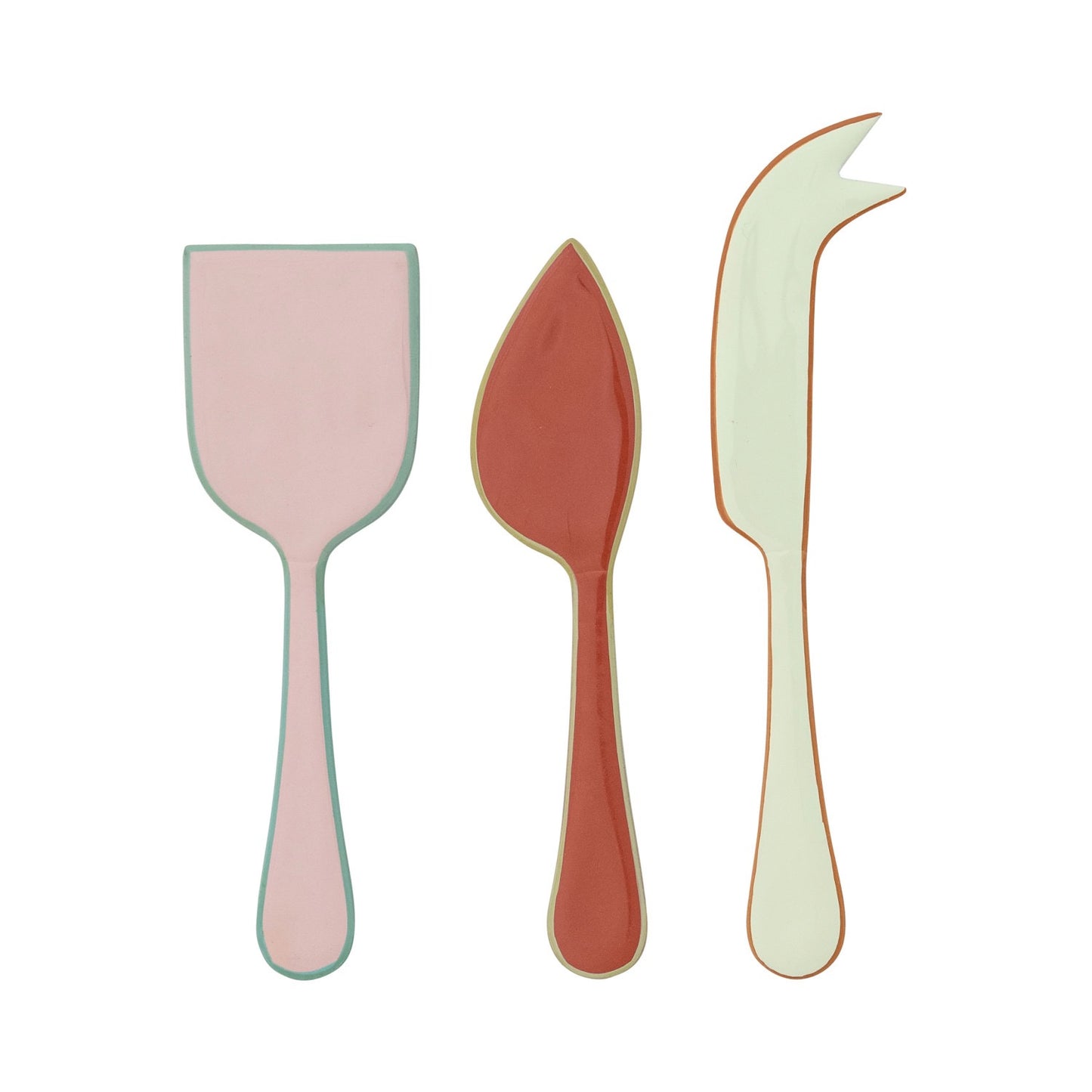 Enameled Stainless Steel Cheese Knives with Colored Edge, Set of 3 Multicolor