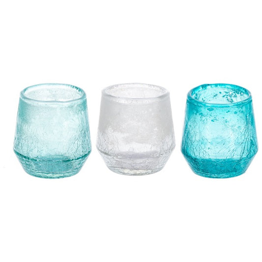 2-Toned Frosted & Crackle Tealight Holder