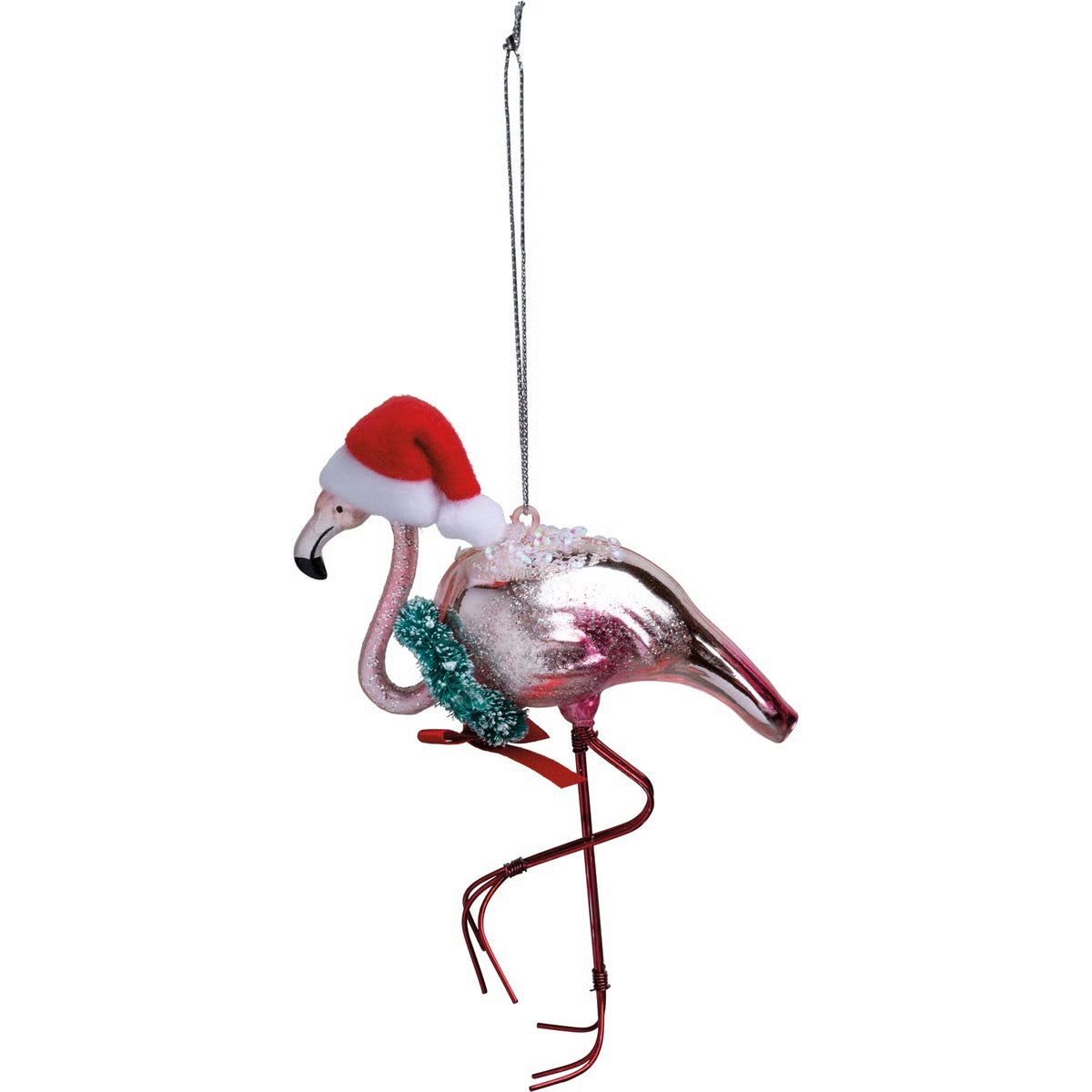 Glass Flamingo Ornament