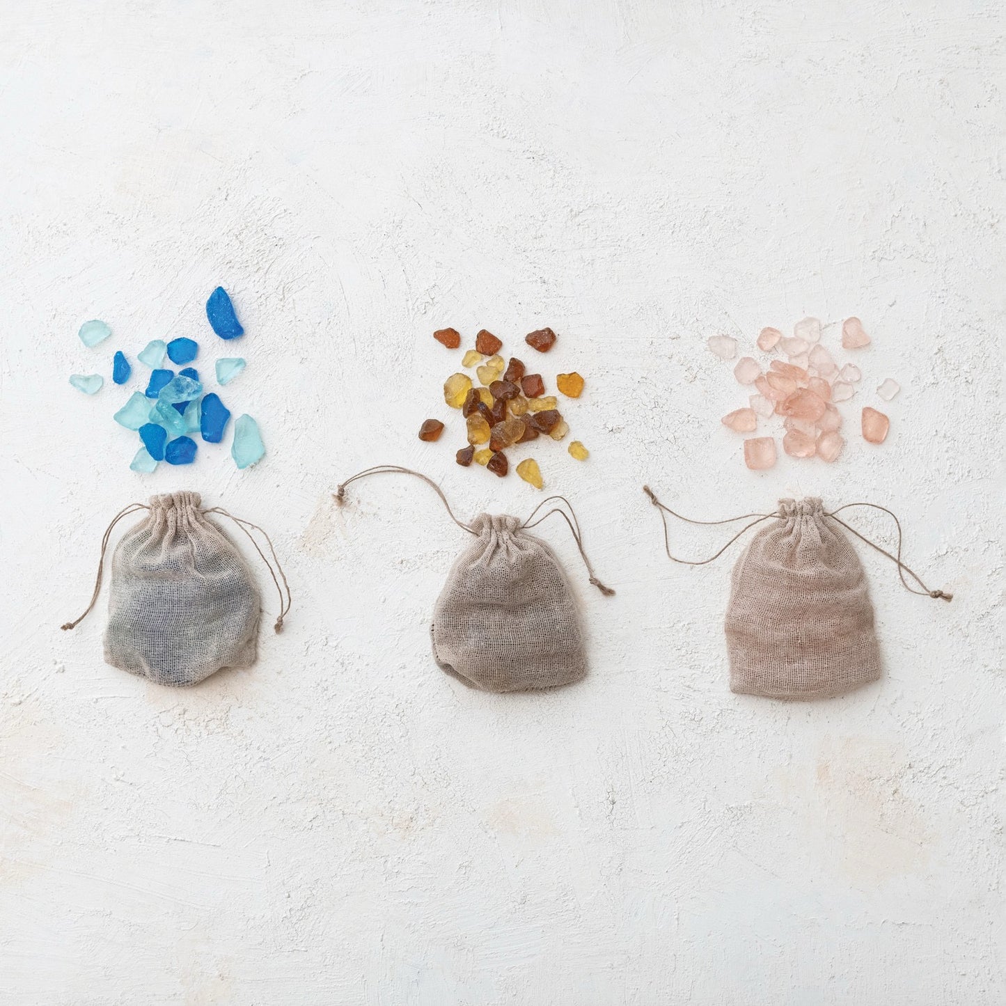 Approximately 1 lb. Tumbled Sea Glass Pieces in Cotton Bag