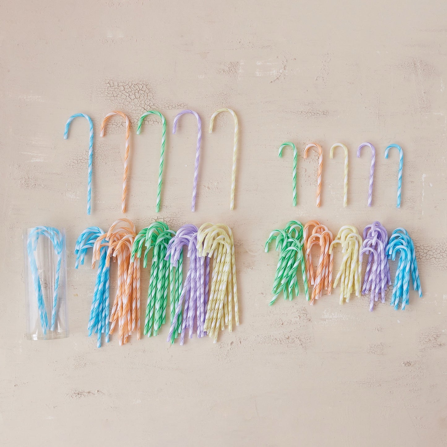 Plastic Candy Cane Drink Stirrer/Decoration, Set of 10, 5 Colors