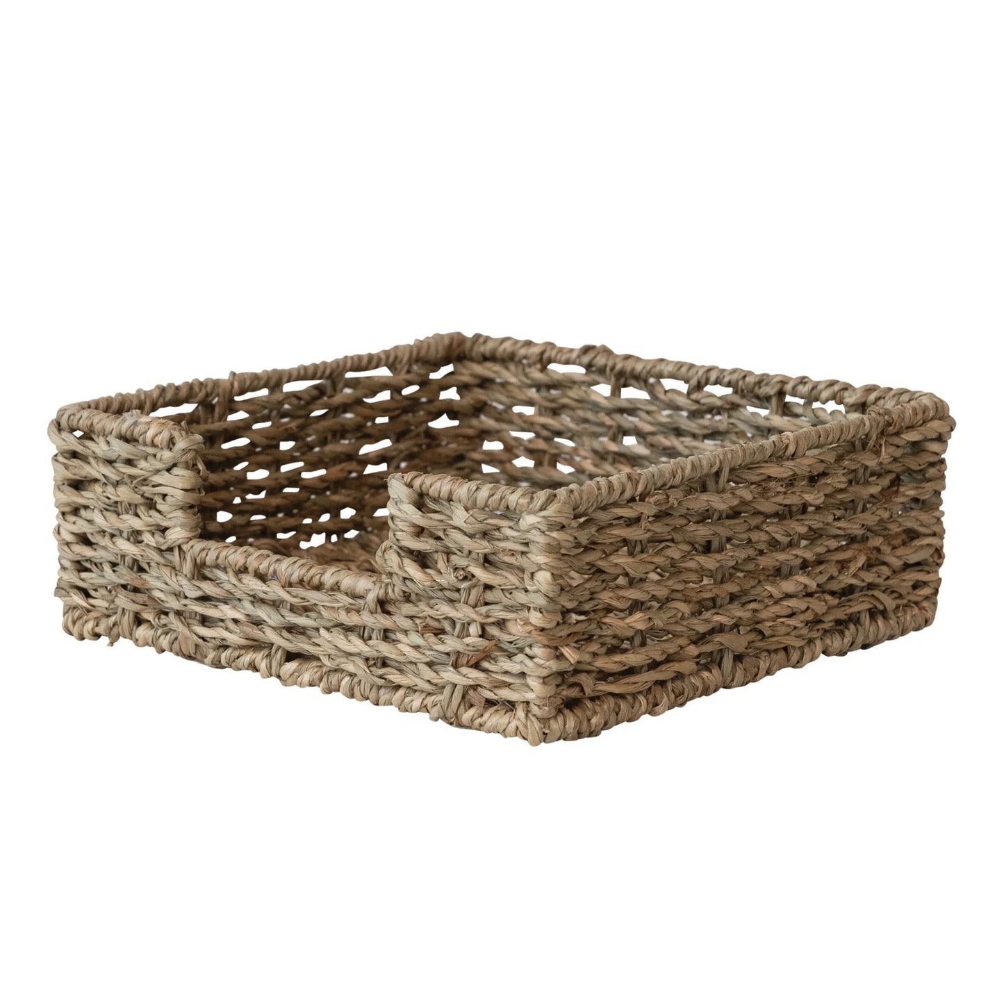 Hand-Woven Seagrass Napkin Holder, Natural (Holds 6" Square Napkin)