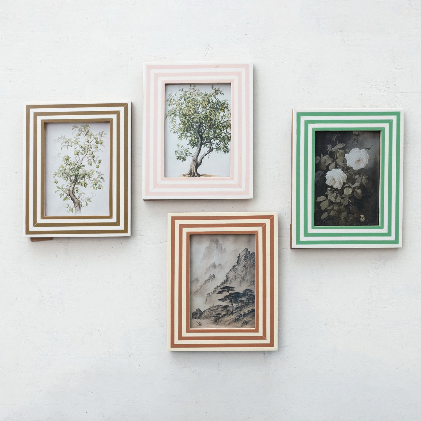 Photo Frame w/ Inlaid Stripes, 4 Colors (Holds 5" x 7" Photo)