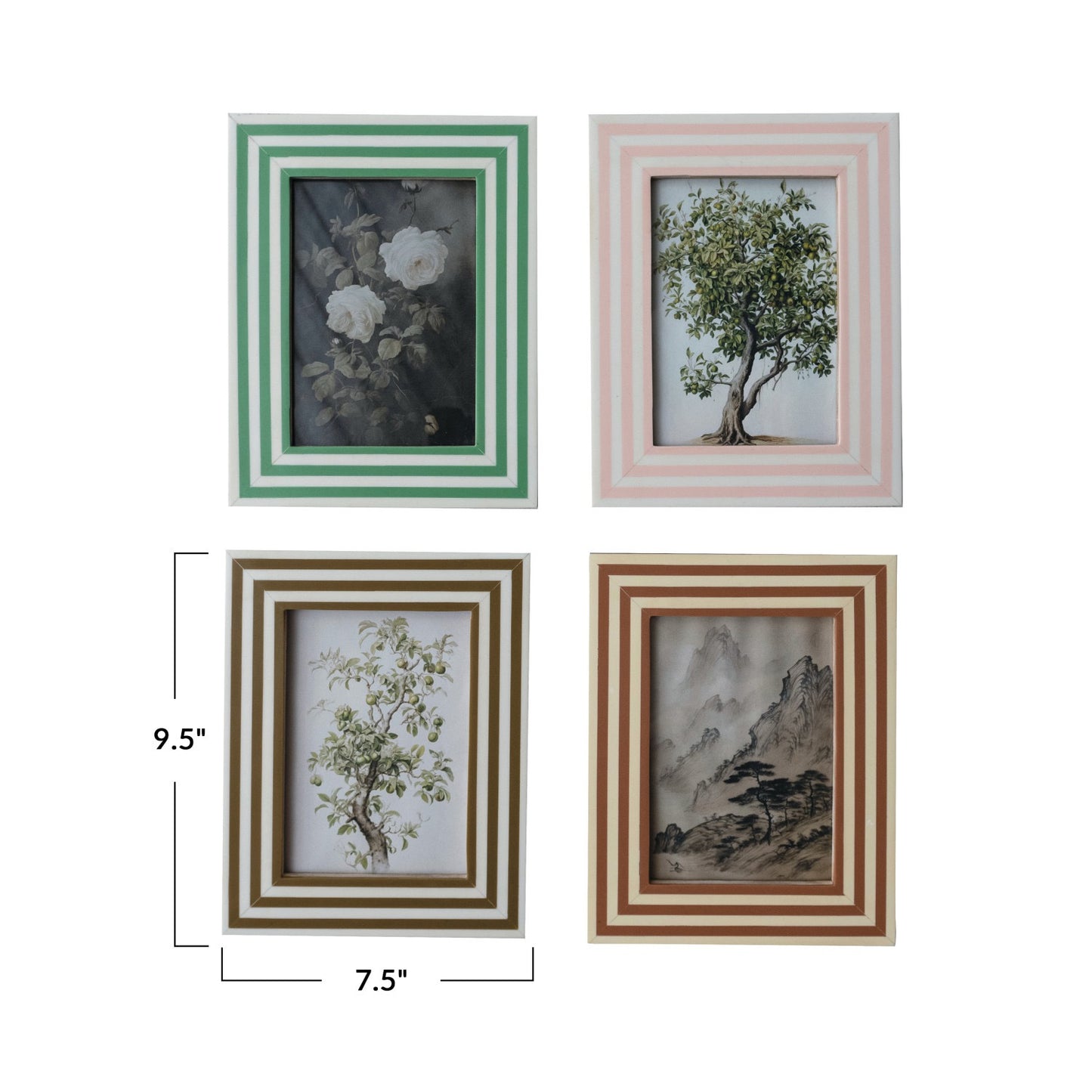 Photo Frame w/ Inlaid Stripes, 4 Colors (Holds 5" x 7" Photo)