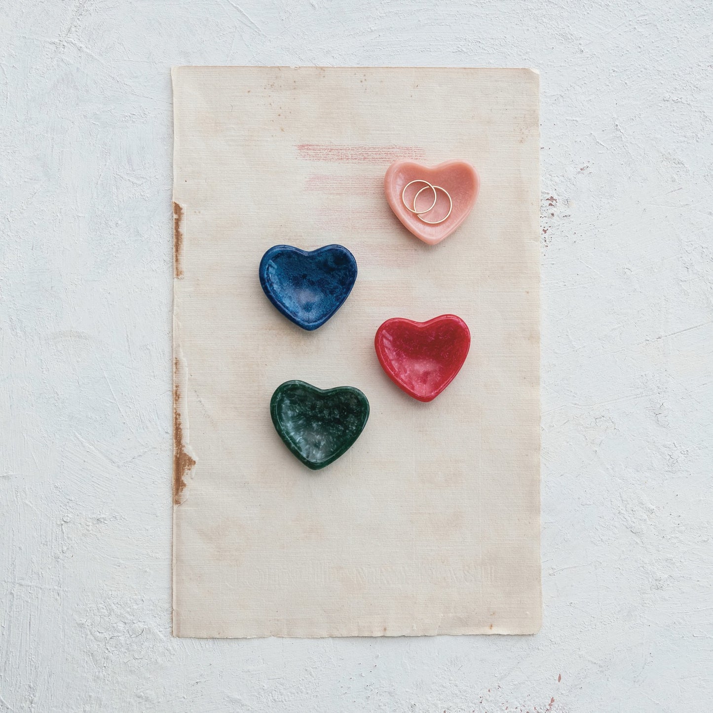 Marbled Resin Heart Shaped Dish, 4 Colors