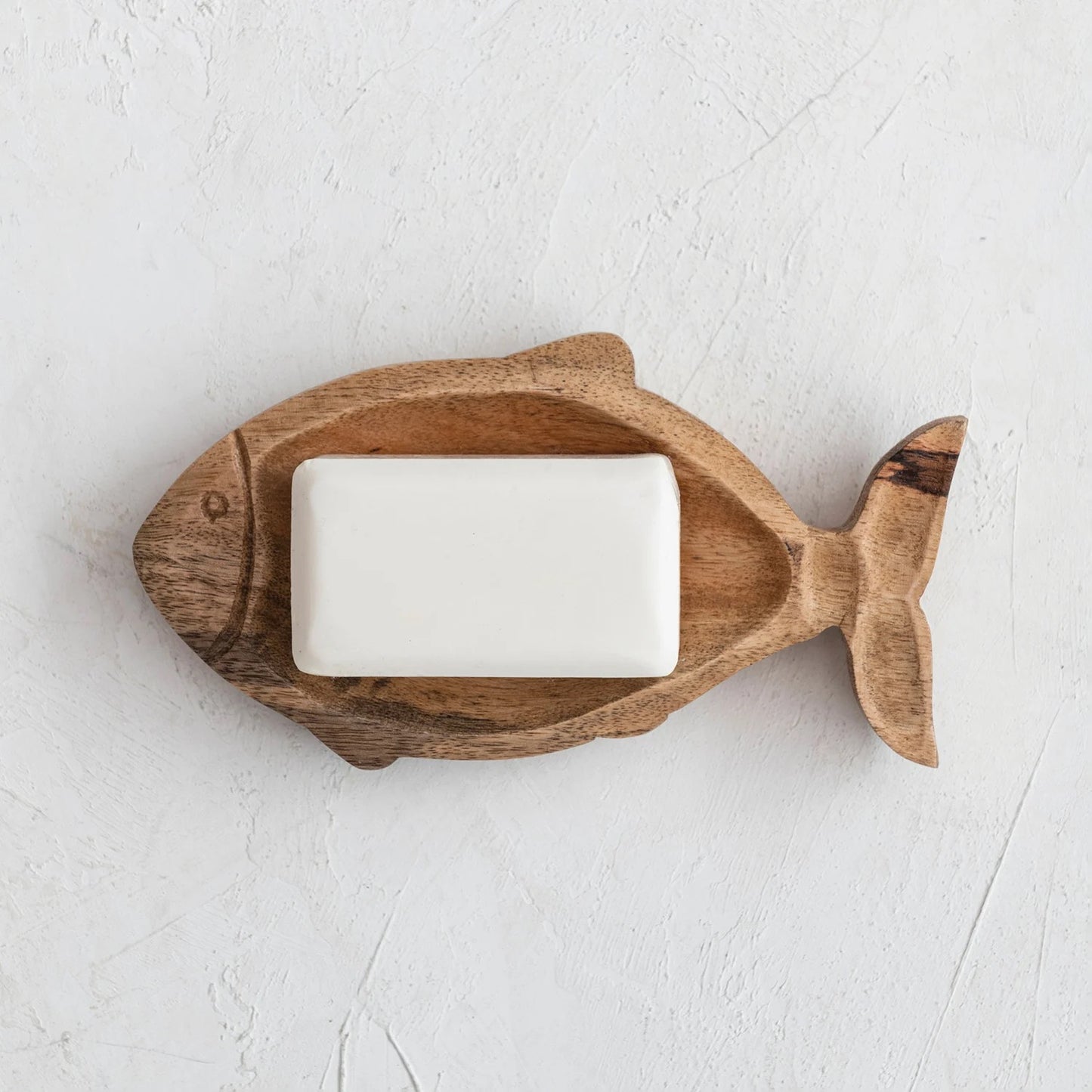 Hand-Carved Mango Wood Fish Shaped Dish, Natural (Each One Will Vary)