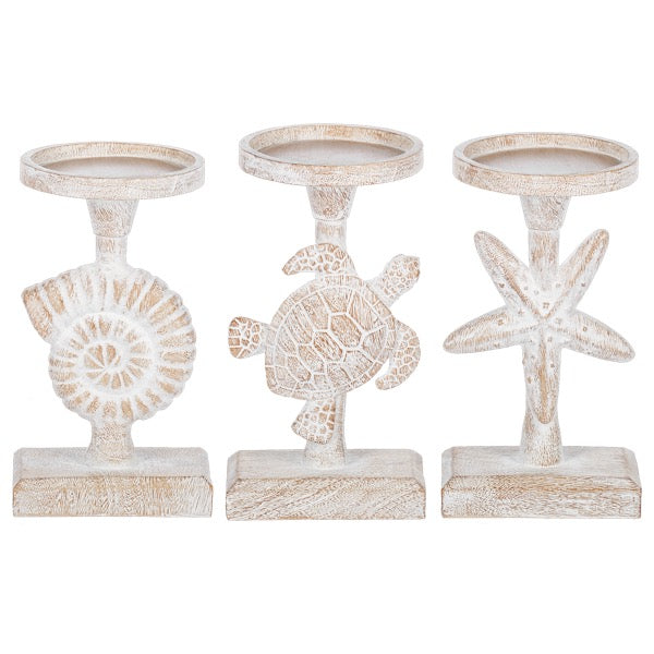 Short Starfish, Shell & Sea Turtle Pillar Holder