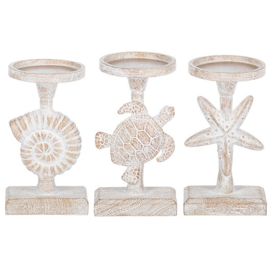 Short Starfish, Shell & Sea Turtle Pillar Holder