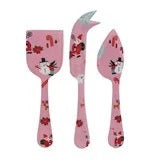 Holiday Enameled Stainless Steel Cheese Knives with Colored Edge, Set of 3 Multicolor