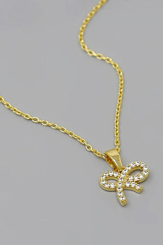 Bow CZ Pendant 18K Gold Filled Chain Necklace
