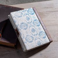 8" Blue Fleur Canvas/Leather Journal