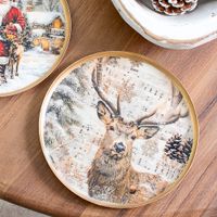 7" Winter Deer Scene Plate